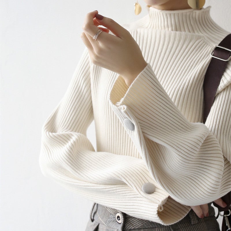 Korean Thick Knit Sweater Womens Loose Turtleneck Autumn Winter Khaki  - Image 5