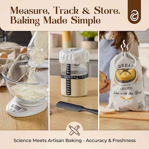 ABIOTO Sourdough Starter Kit with Dutch Oven and Scale - Complete Sourdough Kit with Proofing Baskets, 34oz Jar, Slings, and Other Premium Bread Making Tools - Perfect Baking Gifts for Women, Men, and Bakers - Image 5
