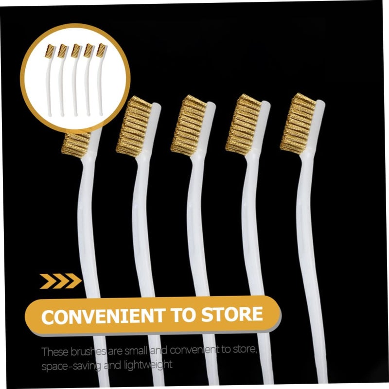 5Pcs Copper Wire Brushes with Long Handles for Welding Slag Rust Metal Cleaning Machinery Maintenance - Image 3