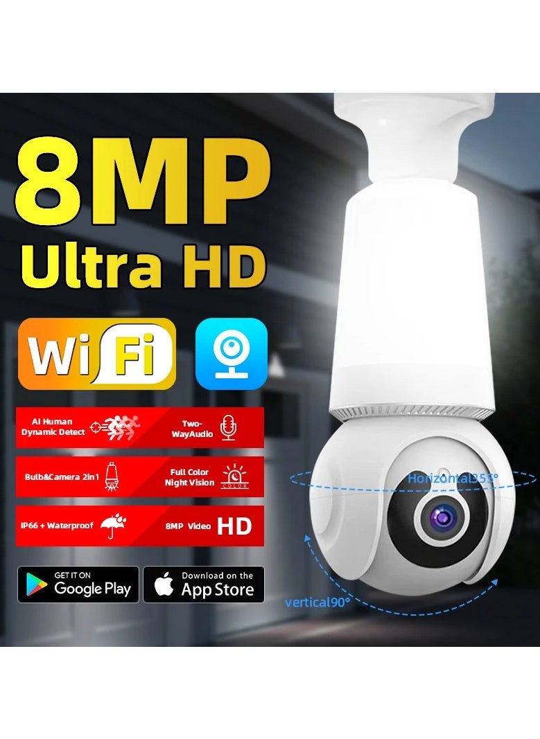 AROAQ Bulb Camera V380PRO Lighting E27 HD 360 Degree WiFi Remote Bulb Type Surveillance Camera  - Image 1