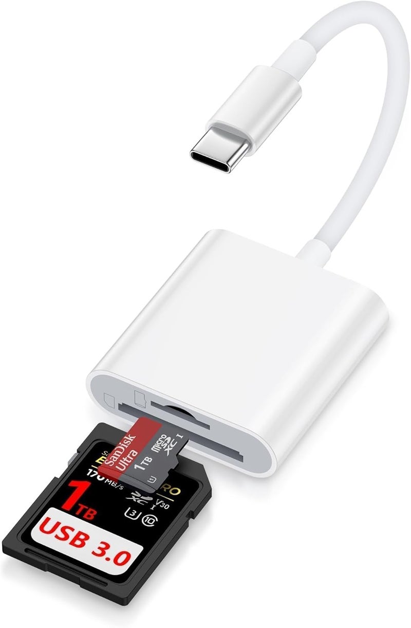 AILKIN SD Card Reader Type C for iPhone 17/17Pro16e/16Pro/15Pro, Macbook, iPad Pro, USB C Micro SD Card Reader Dual Slot 3.0 High Speed Trail Camera Memory Card Adapter for Android Samsung S25, Plug and Play - Image 1