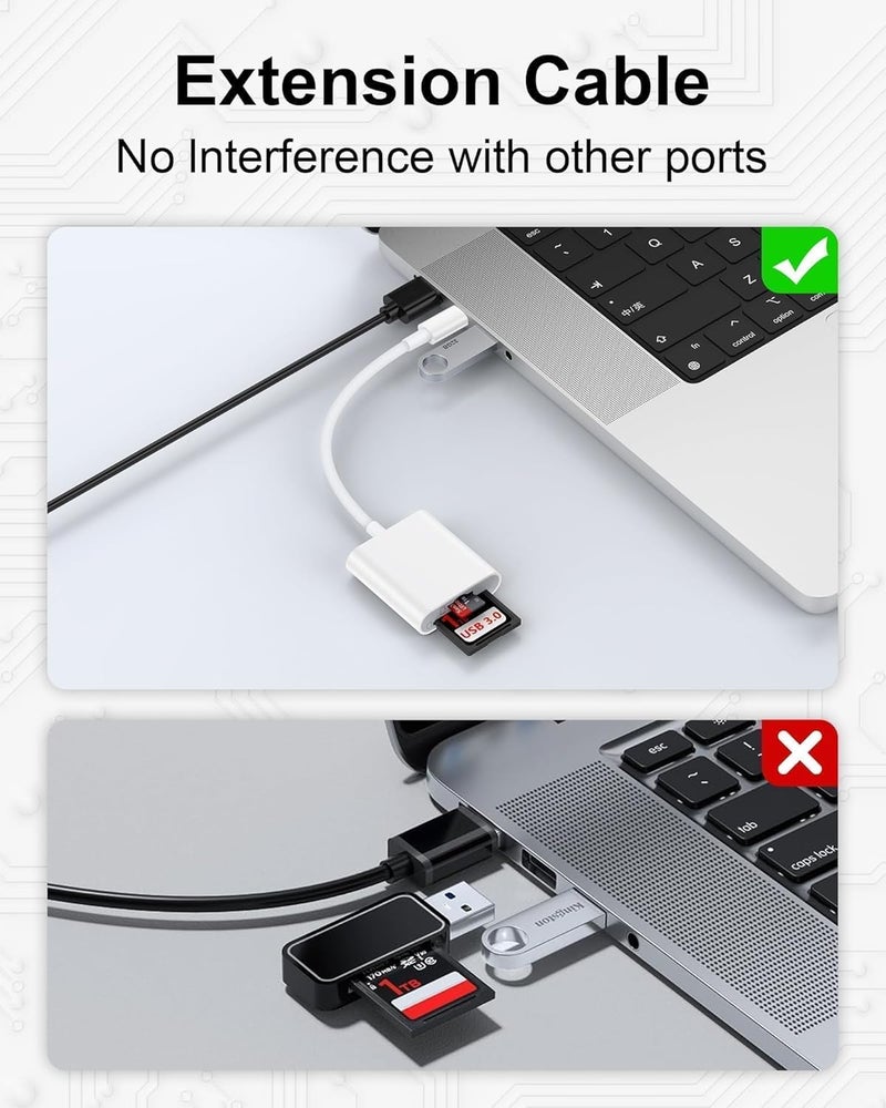 AILKIN SD Card Reader Type C for iPhone 17/17Pro16e/16Pro/15Pro, Macbook, iPad Pro, USB C Micro SD Card Reader Dual Slot 3.0 High Speed Trail Camera Memory Card Adapter for Android Samsung S25, Plug and Play - Image 4