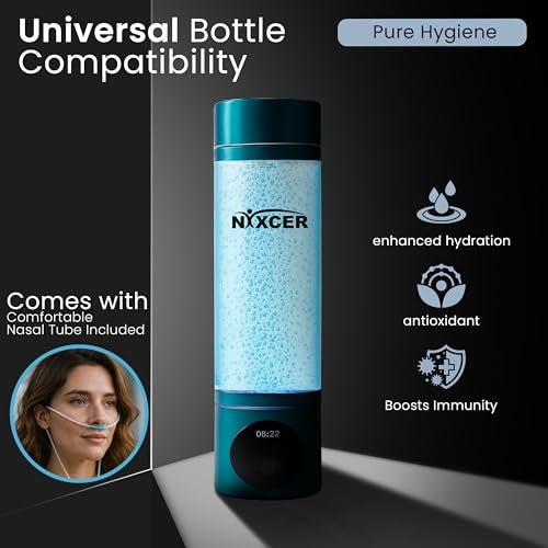 Nixcer Hydrogen Pro Water Bottle – 8000PPB H2, SPE/PEM, OLED Display, Dual Mode (5/10 Min), USB-C Rechargeable – Portable Hydrogen Generator for Wellness, Recovery, Gym & Gift (Turquoise) - Image 4