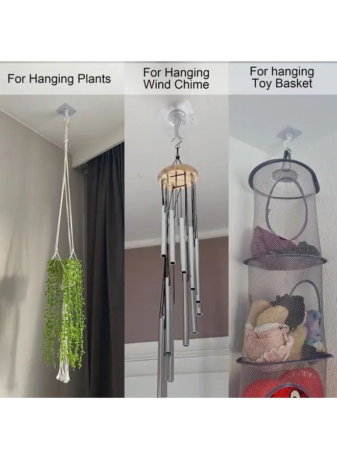 White Heavy Duty 360 Rotating Self Adhesive Ceiling Hooks No Drill Damage Free - Image 5