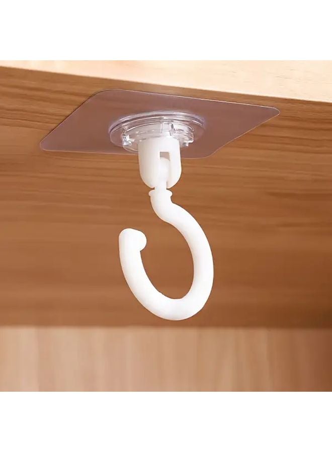 White Heavy Duty 360 Rotating Self Adhesive Ceiling Hooks No Drill Damage Free - Image 1