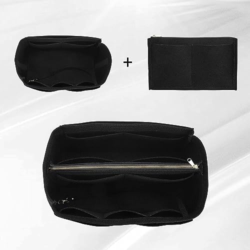 GREENSHEEP Purse Organizer Insert for Handbags, Premium Felt Organizer with Zipper Pocket (X-Large, Black) - Image 2