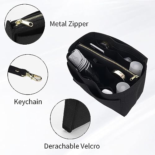 GREENSHEEP Purse Organizer Insert for Handbags, Premium Felt Organizer with Zipper Pocket (X-Large, Black) - Image 3