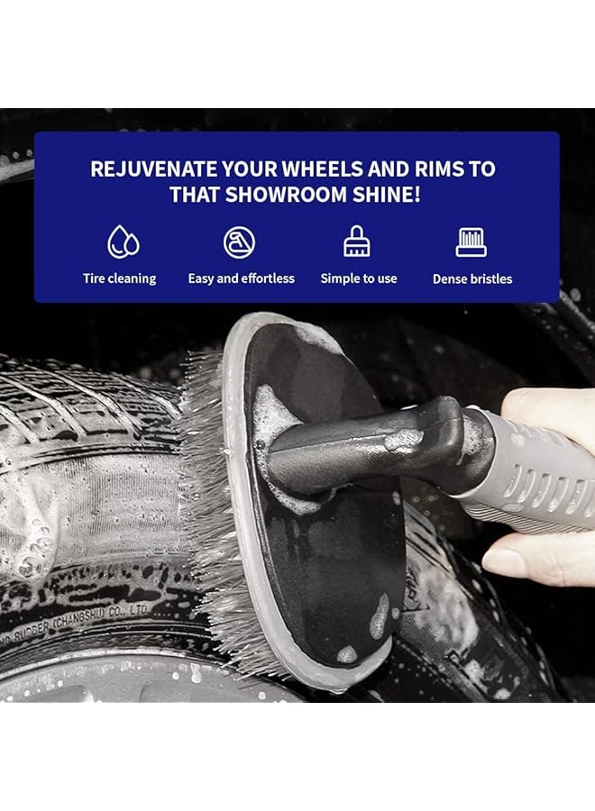 SYOSI Steel And Alloy Wheel Cleaning Brush Set, Rim And Tire Cleaner Tool For Cars, Motorcycles, Bicycles, Trucks, Home And Office Use - 2 Pack - Image 2