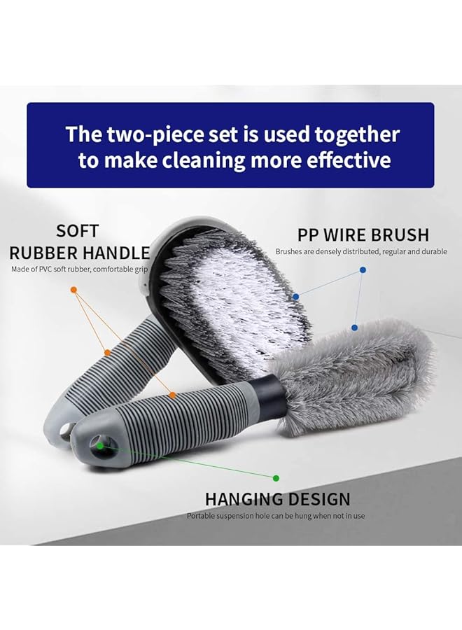 SYOSI Steel And Alloy Wheel Cleaning Brush Set, Rim And Tire Cleaner Tool For Cars, Motorcycles, Bicycles, Trucks, Home And Office Use - 2 Pack - Image 4