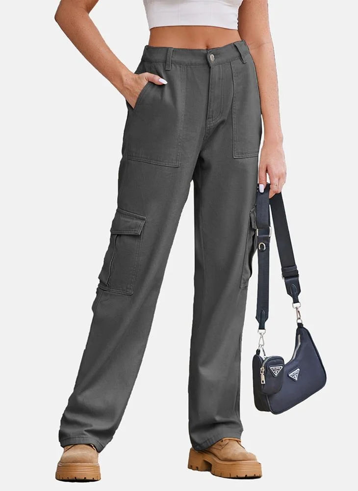 يونيكي Grey Regular Fit Mid Rise Plain Cargo Pant