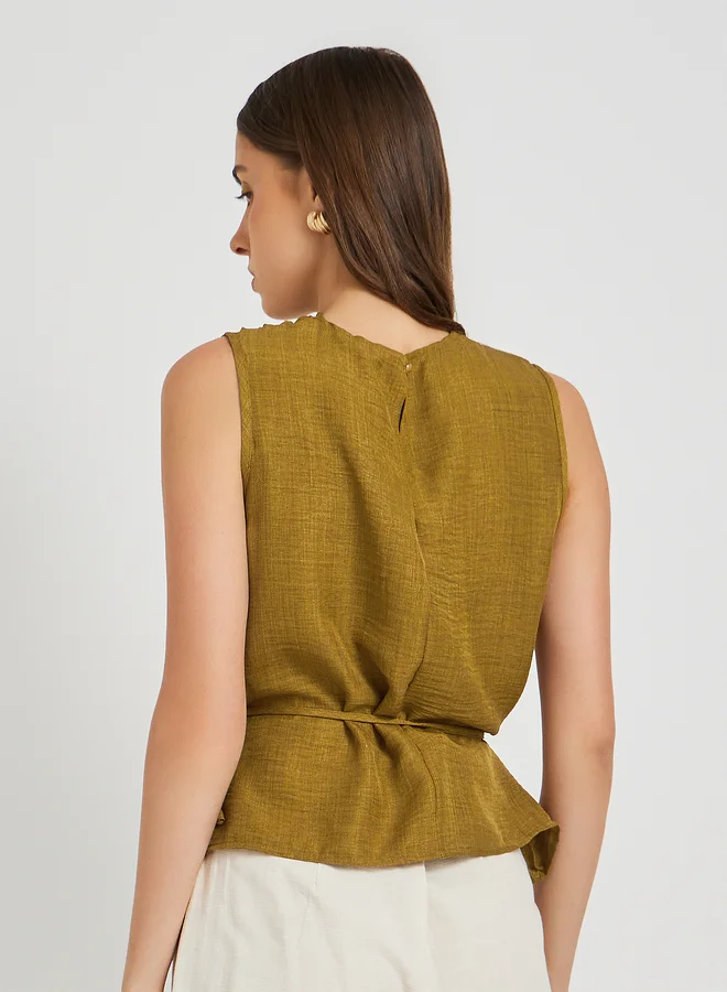 Take Two Solid Sleeveless Top with Tie-Up Detail