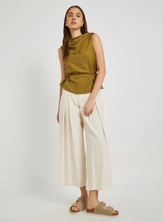 Take Two Solid Sleeveless Top with Tie-Up Detail
