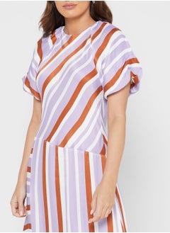 WAREHOUSE Striped Ruffle Detail Dress  - Image 3