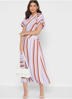 WAREHOUSE Striped Ruffle Detail Dress  - Image 4
