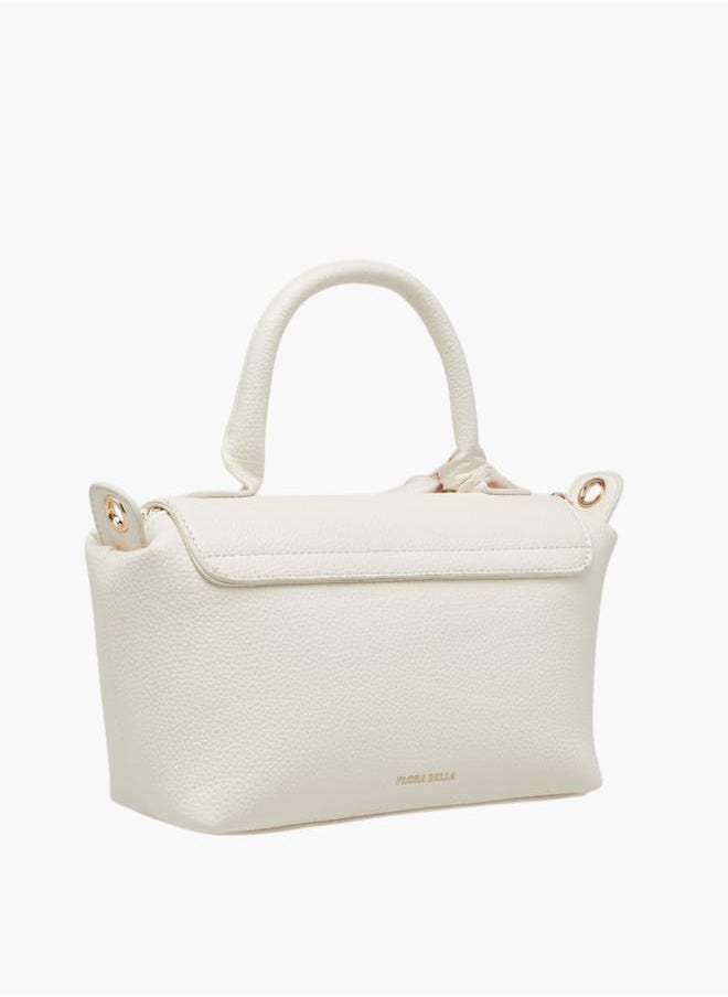 Women Solid Crossbody Bag with Top Handle and Scarf Detail