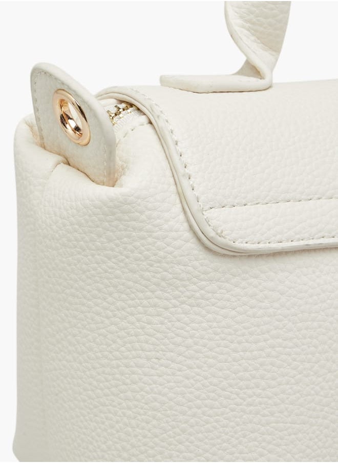 Women Solid Crossbody Bag with Top Handle and Scarf Detail