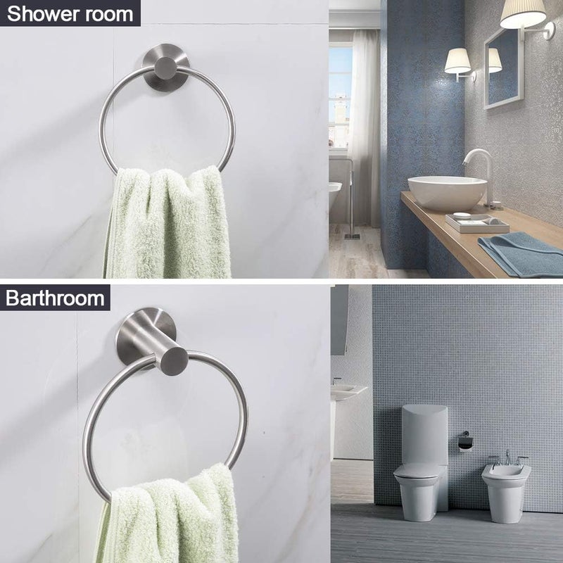 GERUIKE Adhesive Towel Ring Wall Mount Hand Towel Ring Self Adhesive Towel Hanger Stainless Steel Rustproof Brushed Nickel - Image 2