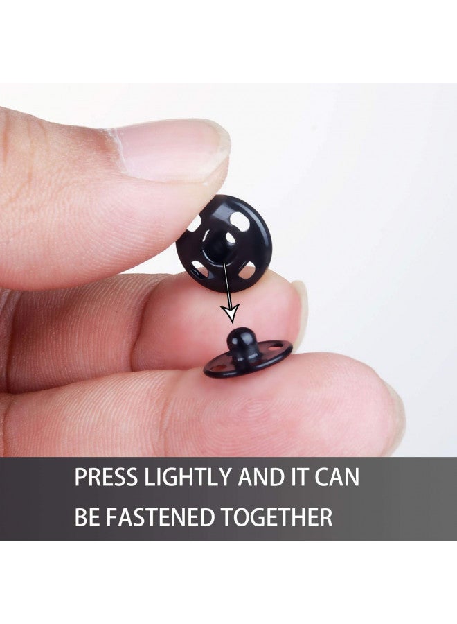 Meikeer 100 Sets Sew-on Snap Buttons Brass Snap Fastener Buttons Press Button Sew on Press Studs for Sewing Clothing Silvery and Black(10mm) - Image 4