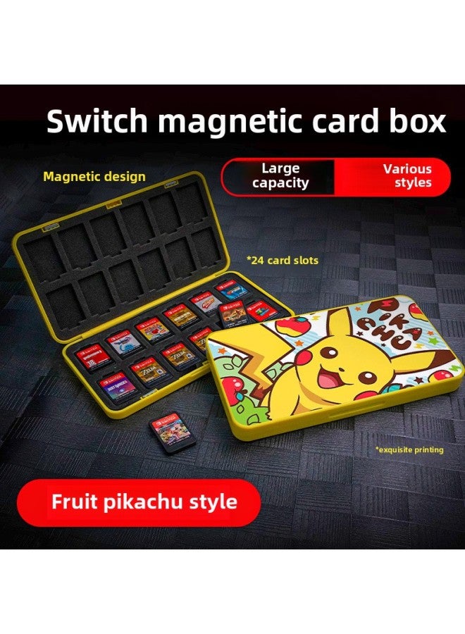 Switch Cassette Storage Box NS Magnetic Card Box Game Card Pack 24 Large Capacity Lite Accessories-Product Color:Pikachu Fruit