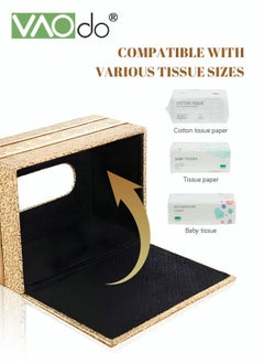 VAOdo Leather Tissue Box Holder, Magnetic Switch Rectangle Napkin Paper Case, Gold Edging Tissue Box Cover, for Hotels, Restaurants, Offices, Dining Rooms, Bedrooms, Living Rooms, Cars 24 * 12.5 * 8.5 CM  - Image 5
