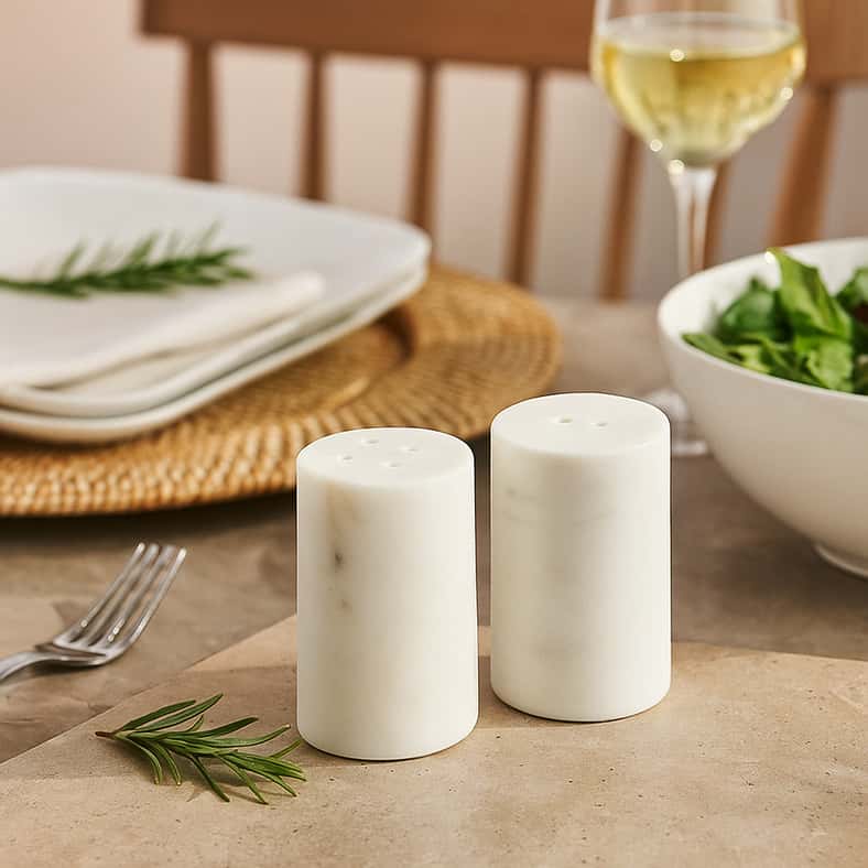 Pan Home مبخرات ملح وفلفل من الرخام الأبيض للمطبخ - Image 5