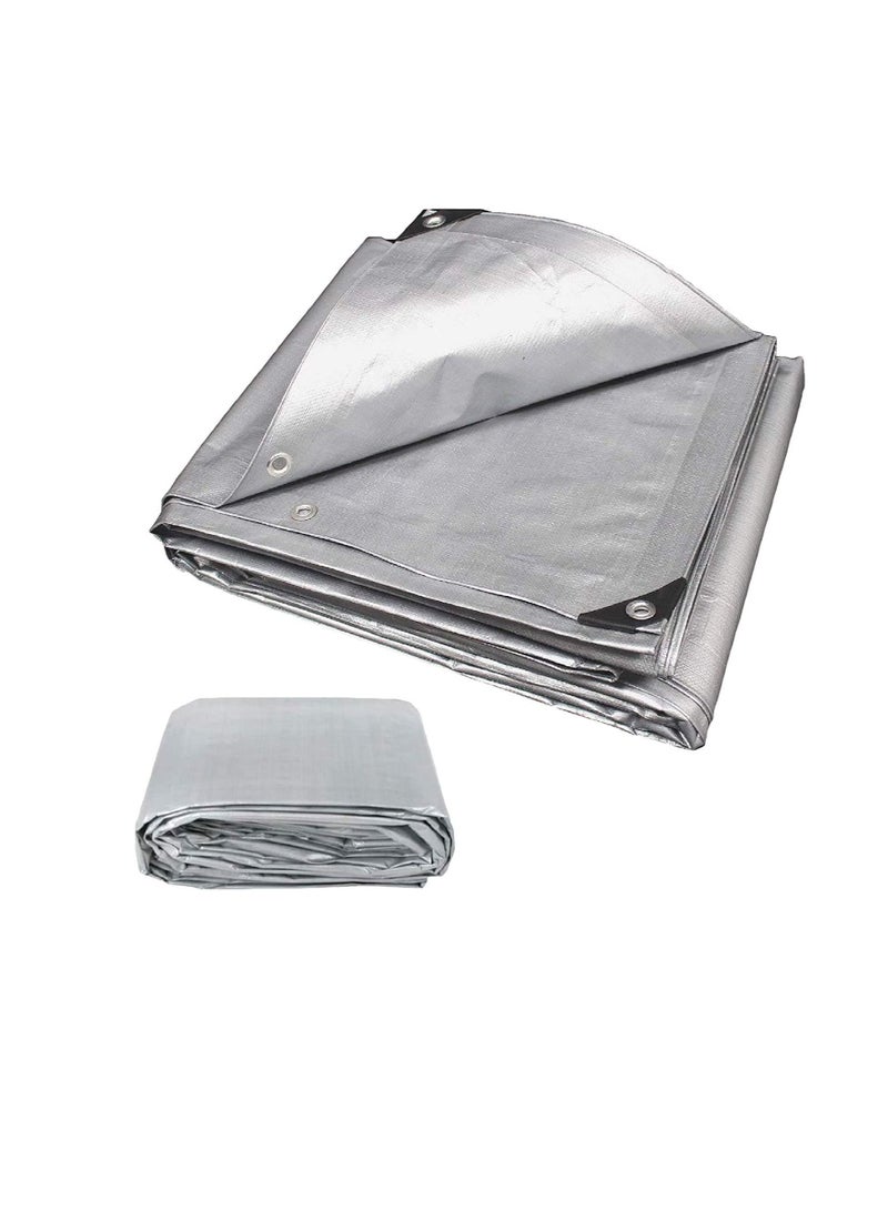 Waterproof Ground Cover Tent Shelter Dust-proof Rain Cover Tarpaulin Sheet (12 x 18, SILVER) - Image 1
