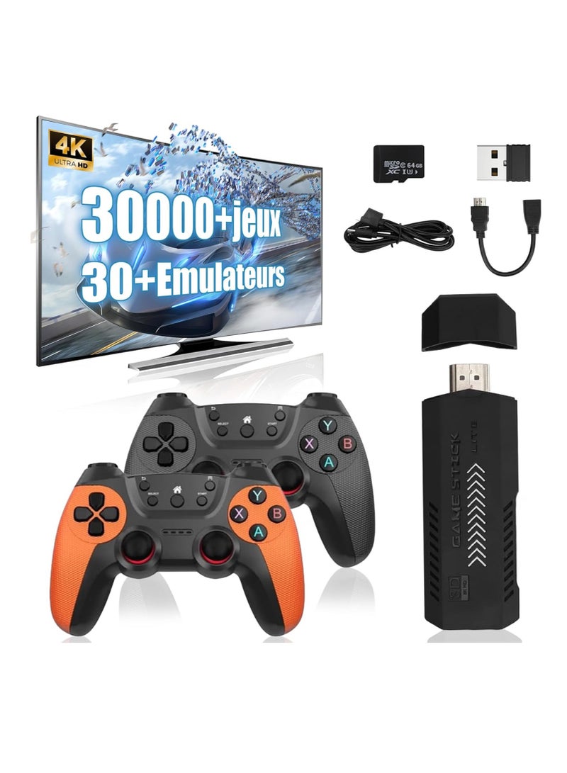 X2 Super Game Stick 4k 64/128/256G 35000/40000/58000 Game Retro Console Super Game Stick HD Video Game Console Dual Wireless 2.4G Controller, Rechargeable Game Stick 64GB - Image 1