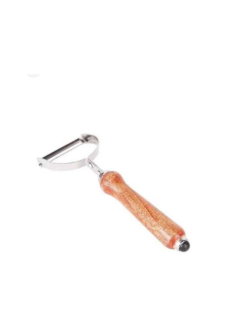 قشارة خضروات من الستانلس ستيل بمقبض خشبي - Image 1