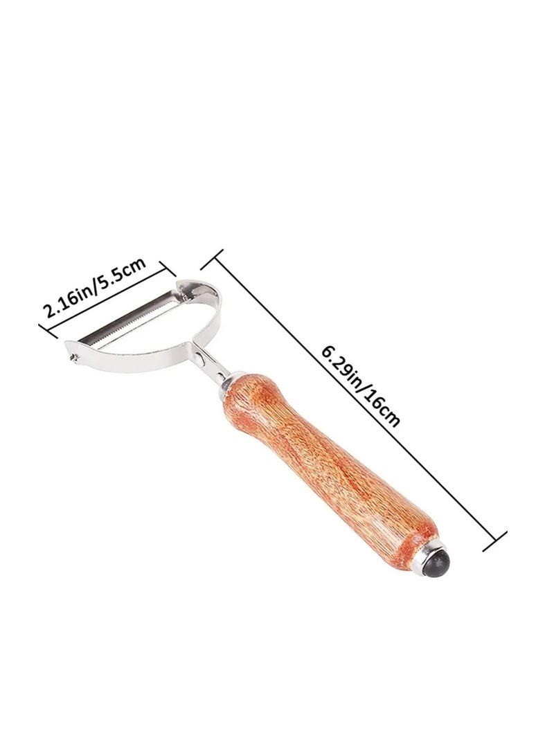 قشارة خضروات من الستانلس ستيل بمقبض خشبي - Image 3