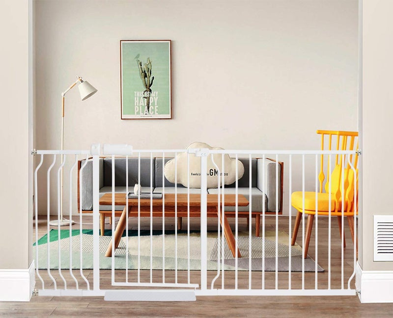 ALLAIBB ALLAIBB Extra Wide Pressure Mounted Baby Gate Walk Through Child Kids Safety Toddler Tension White Long Large Pet Dog Gates with Extension for doorways Kitchen 66937165170182cm 
