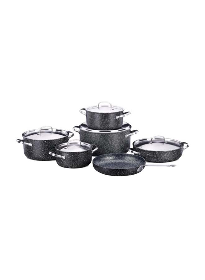 Korkmaz 11 Pieces Galaksi Plus Cookware Set Pieces | Granite Cookware Pots and Pans Set | Non-Stick Induction Kitchen Cooking Set w/Stock pot & Saucepans - KA2685