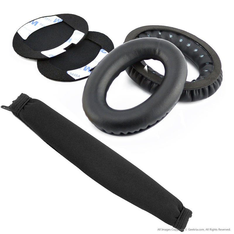 Geekria Geekria Replacement Ear Pads for Bose QuietComfort QC2, QC15 Headphone Replacement Ear Pad + Headband Cover/Ear Cushion/Ear Cups/Ear Cover/Earpads Repair Parts/Headband Protector (Black)  - Image 1