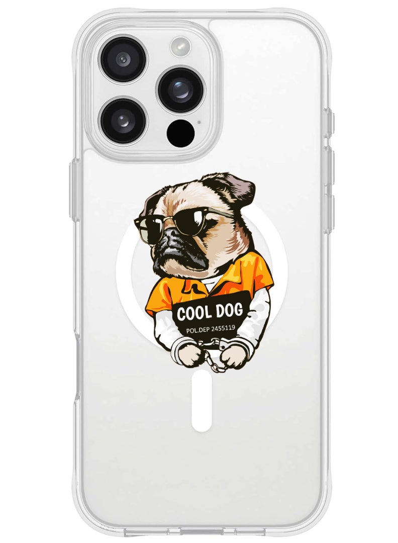 Theodor iPhone 16 Pro Max Magsafe Magnetic Case for iPhone Compatible with Wireless Charging, Shockproof Phone Bumper Cover - cool dog - Image 1