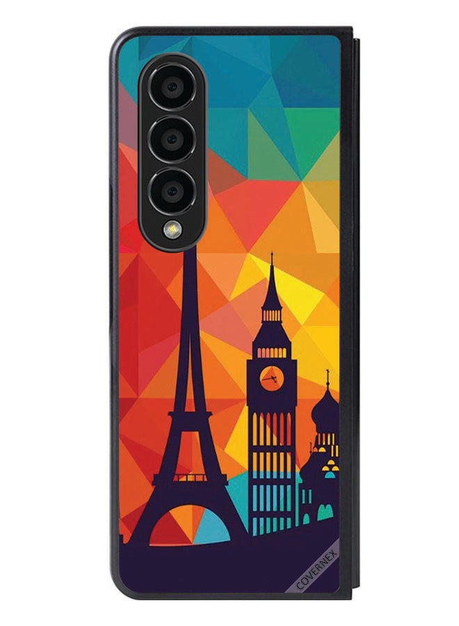 Covernex Protective Case Cover For Samsung Galaxy Z Fold 4 Colorful Pattern Paris - Image 1