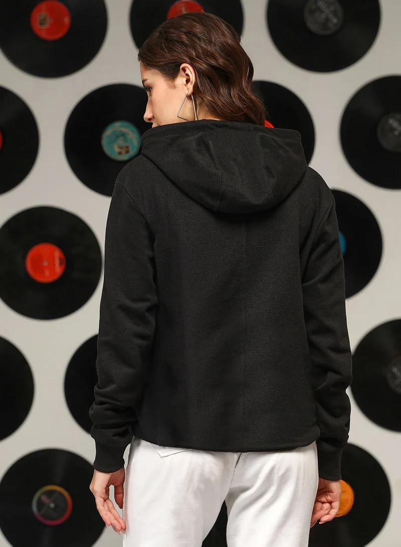 Pinacolada  Women's Onyx Black Relaxed Pullover Hoodie for Women | Best Price UAE