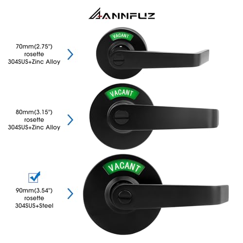 ANNFUZ Vacant Occupied Bathroom Door Handle Lock,Privacy Lever with Large Indicator,in-Use or Vacancy Indication Occupied Deadbolt,Commercial Door Handle Lock for Public Restrooms(Matte Black) - Image 2
