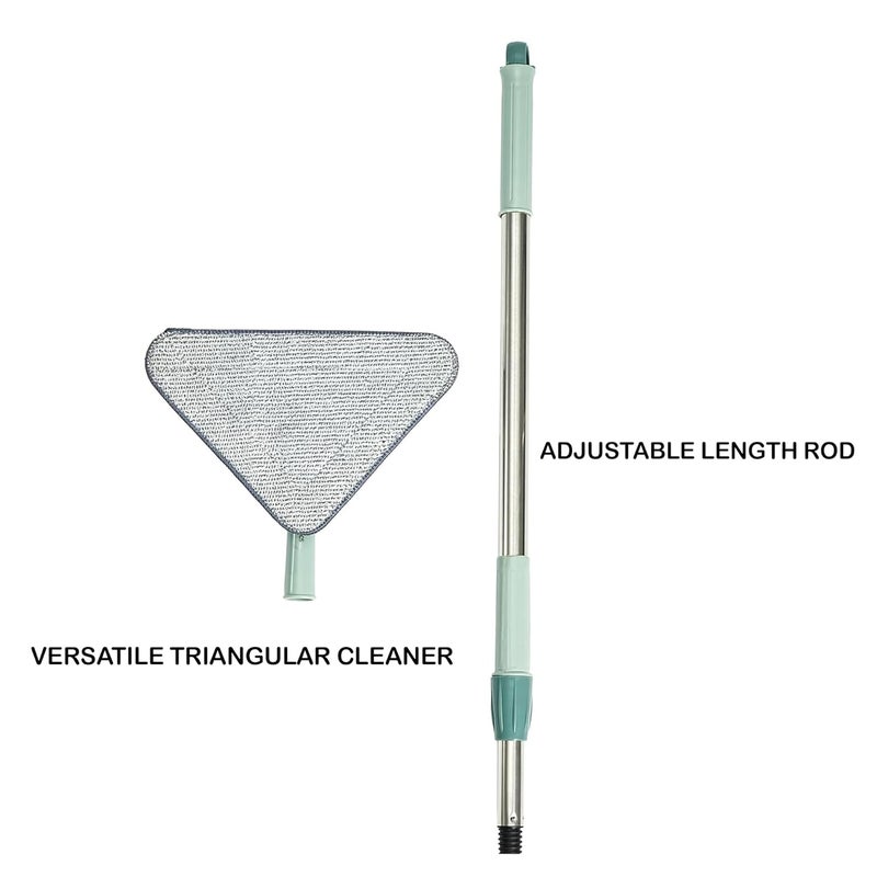 Suzec Rotatable Triangle Mop with Long Handle Microfiber Floor Mop Rotatable Cleaning Brush Glass Wiper Window Cleaner Floor Cleaning Car Glass Cleaning Scraper Dust Mop - Image 5