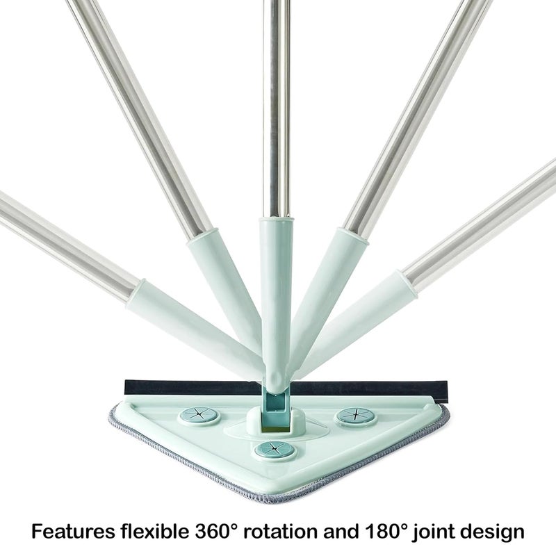 Suzec Rotatable Triangle Mop with Long Handle Microfiber Floor Mop Rotatable Cleaning Brush Glass Wiper Window Cleaner Floor Cleaning Car Glass Cleaning Scraper Dust Mop - Image 3