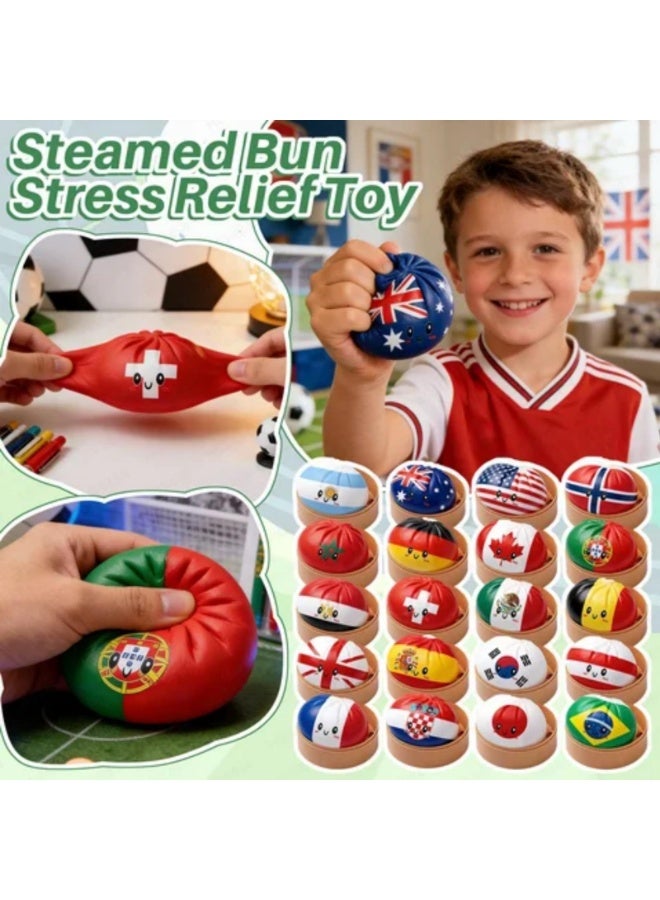 Canadian Flag Bao Bun Squishy Toy, Cute Maple Leaf Stress Relief Squeeze Toy, Kawaii Slow Rising Dumpling Fidget Toy for Kids & Adults - Image 2