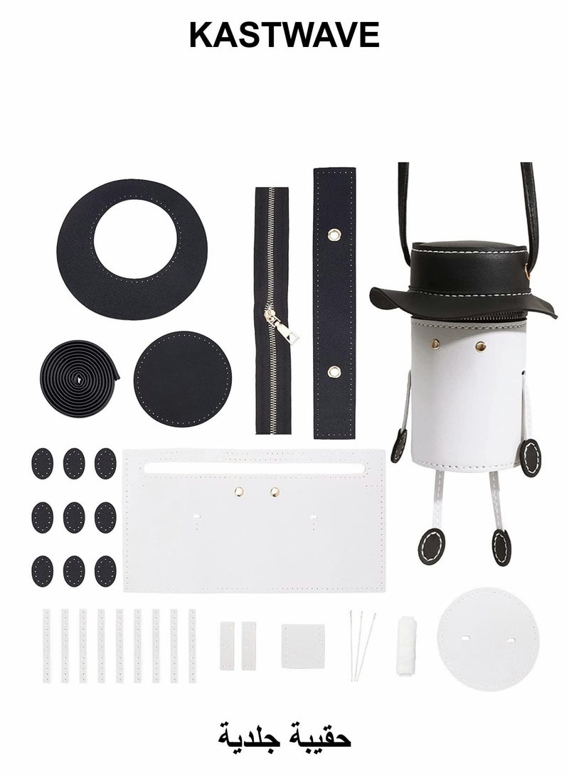 KASTWAVE PU Leather Bag DIY Making Kits, Mr. Ha Tote Pencil Case, Zipper Storage - Image 1