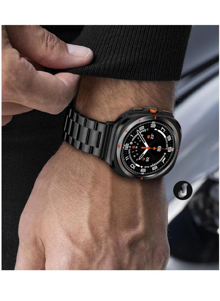 JAJEEK Stainless Steel Replacement Band for Samsung Galaxy Watch Ultra 47mm (2024) - Premium Metal No Gap Strap for Men and Women, Elegant Business & Dressy Style - Black - Image 2