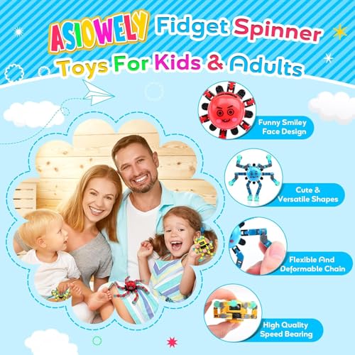 ASIOWELY Transformable Fidget Spinner Toys for Kids and Adults5 PCS Sensory Toy for Boys Girl ADHD Stress ReliefEaster Basket Stuffers Gifts Fingertip Gyros Birthdays Travel Party Favors for Teens - Image 5