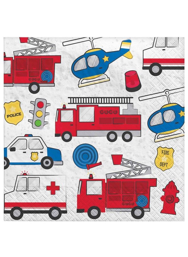 Amscan First Responders Luncheon Paper Napkins ; Multicolor ; Pack Of 16 - Image 1