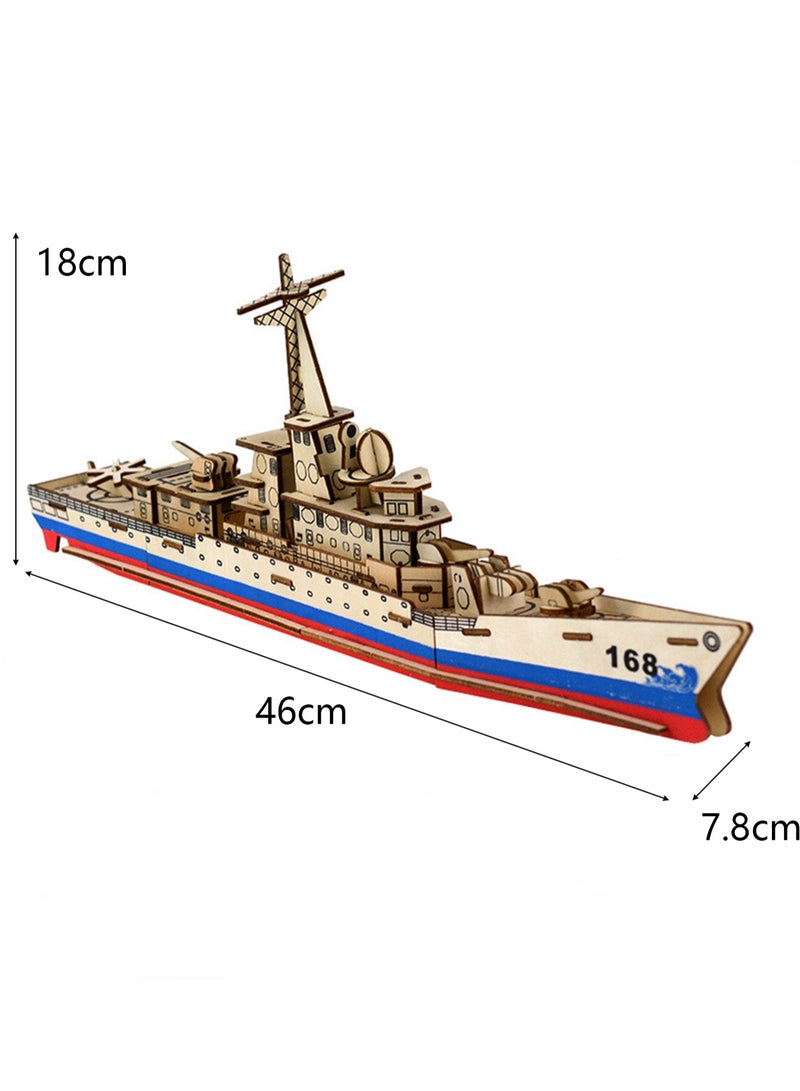 Children's Educational Assembly Toys Wooden 3D Puzzle Missile Destroyer - Image 2