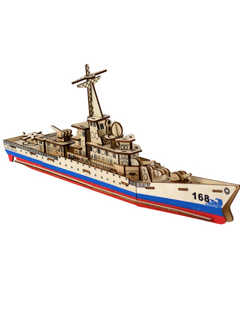 Children's Educational Assembly Toys Wooden 3D Puzzle Missile Destroyer - Image 1