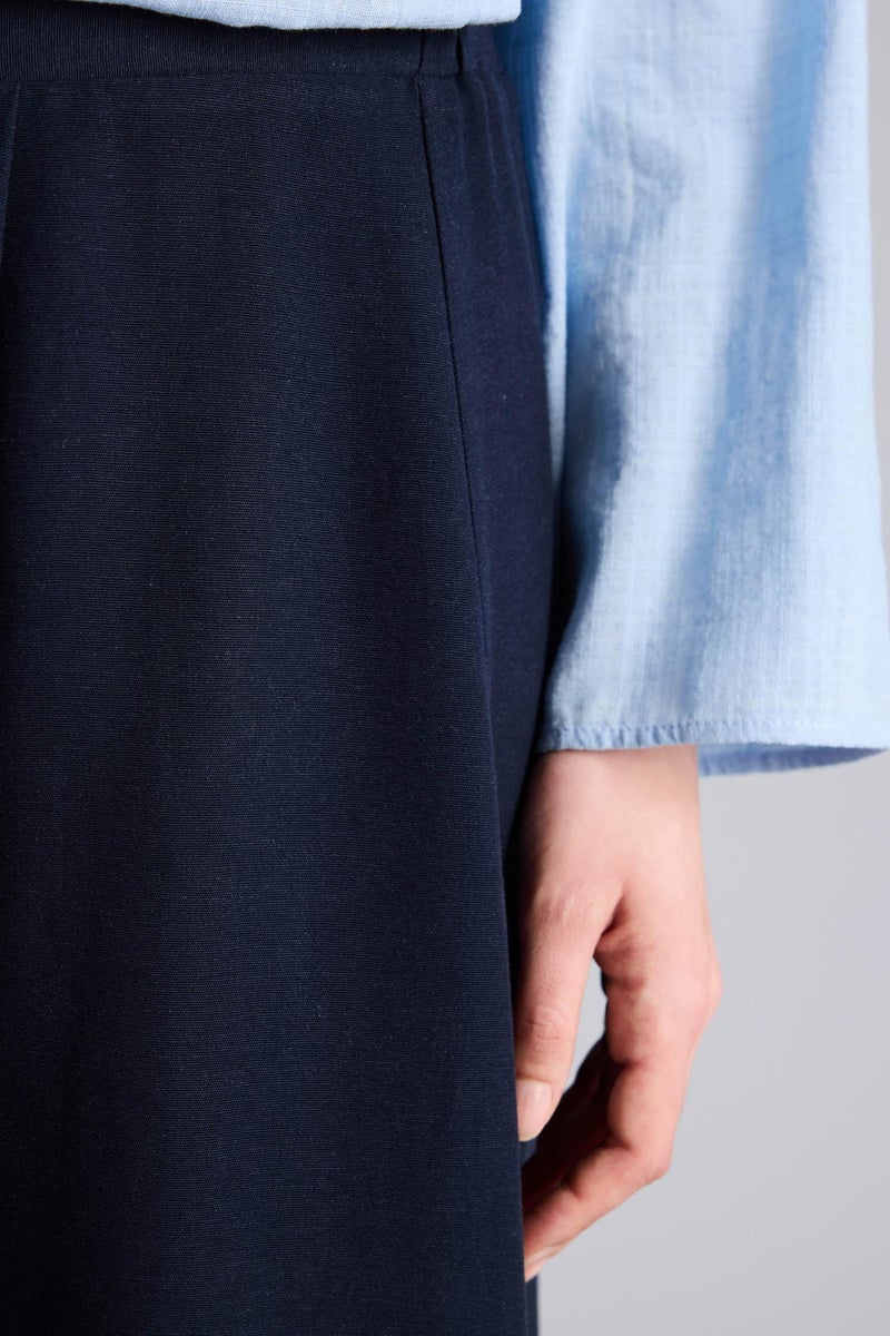 DeFacto Blue Woman A Cut Linen Blended Skirt Casual - Image 5