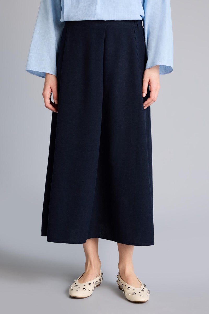 DeFacto Blue Woman A Cut Linen Blended Skirt Casual - Image 4