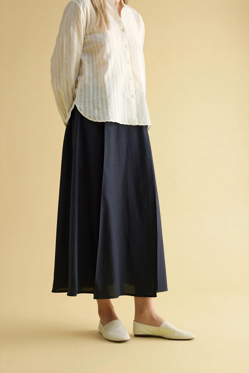 DeFacto Blue Woman A Cut Linen Blended Skirt Casual - Image 3