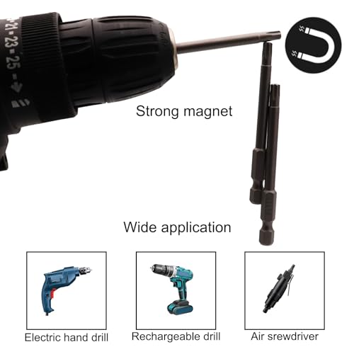 Sipery 10 Pack Security Torx Bit Set Tamper Proof S2 Steel Magnetic Security Screwdriver Set 1/4 Inch Hex Shank 5 Point Star Bits 3 Inch Length T25 - Image 5