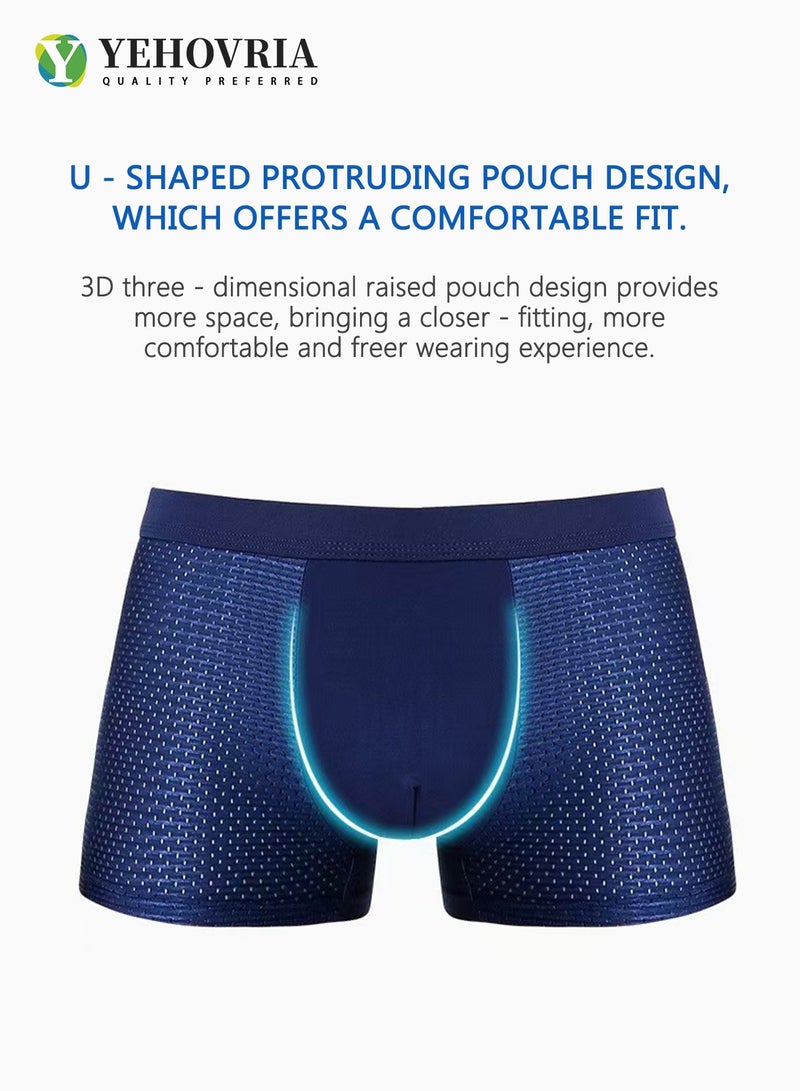 YEHOVRIA Men's Underwear Boxer Briefs Pack,Moisture-Wicking Men's Mesh Underwear,Temp Cooling with Odor Control 6 Pack - Image 2